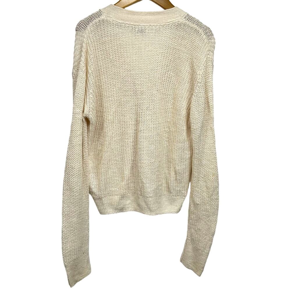 Faherty Cream Ribbed V-Neck Cardigan - Picture 5 of 14